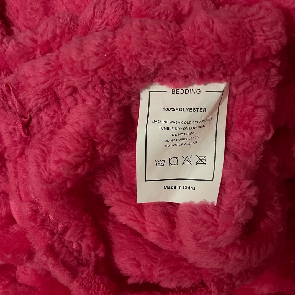 Hot pink soft cozy throw 50” by 60” with soft pink “peeps” bunny. - Picture 3 of 3